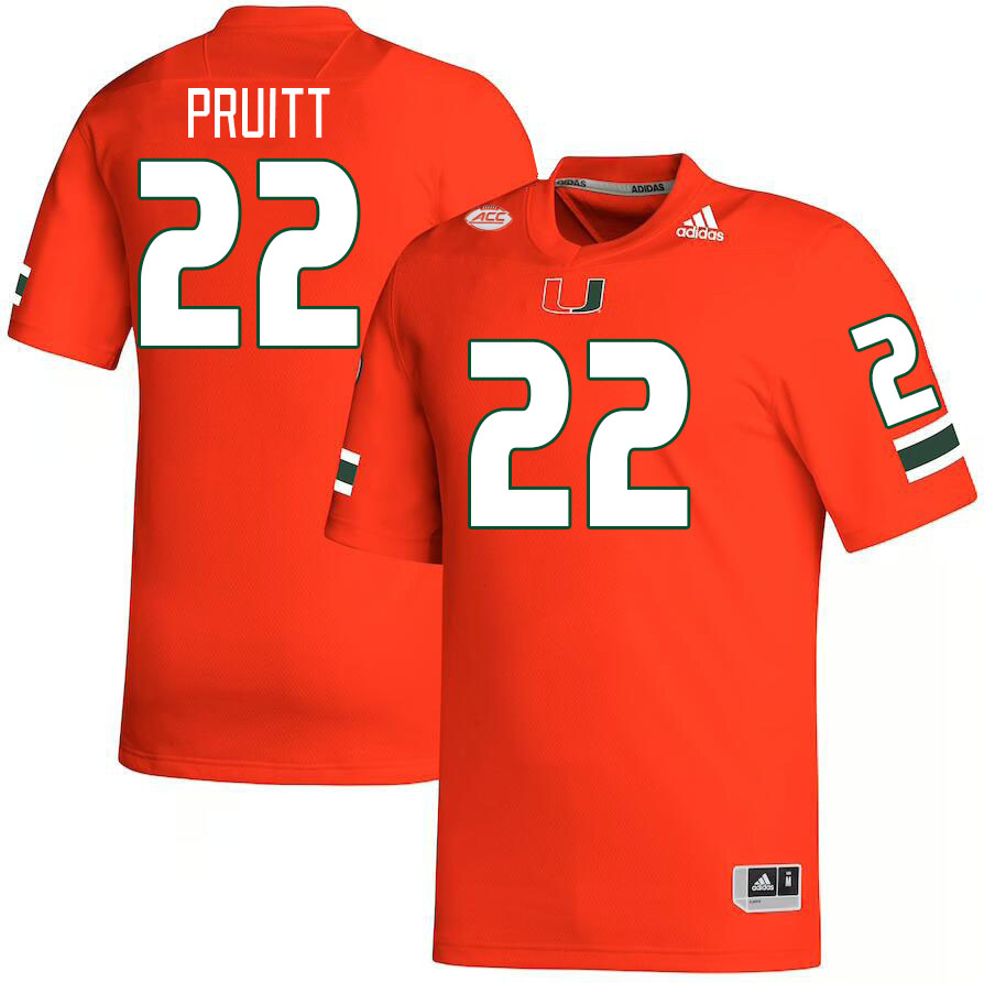 Men #22 Cam Pruitt Miami Hurricanes College Football Jerseys Stitched-Orange